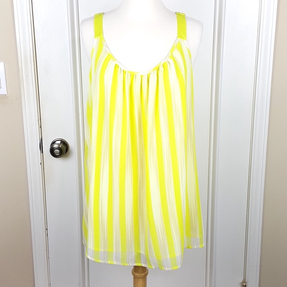Lane Bryant Tops - Lane Bryant | Bright Yellow White Sheer Tank Top